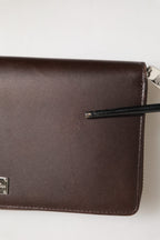 Dolce & Gabbana Brown Calfskin Leather Logo Zip Around Continental Wallet