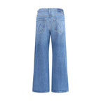 Mother Denim Blue Cotton Cropped Jeans