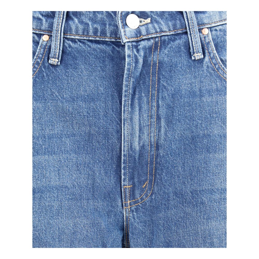 Mother Denim Blue Cotton Cropped Jeans