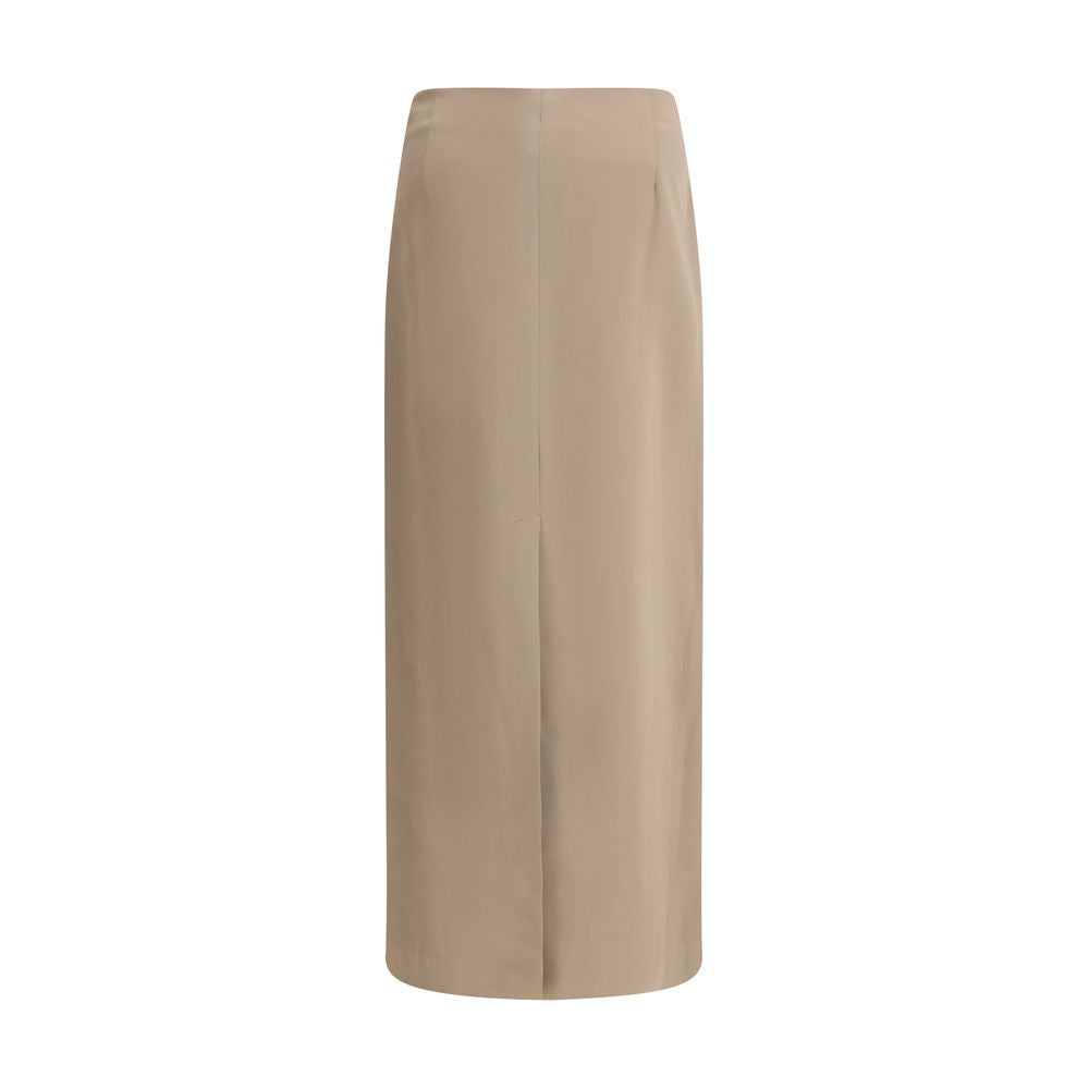 Brunello Cucinelli Gray Acetate Midi Skirt