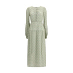 Kristina Ti Green Silk Long Dress