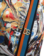 Dolce & Gabbana Multicolor Marble Print Satin Trouser Pants