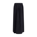Kristina Ti Black Fleece Wool Long Skirt