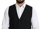 Dolce & Gabbana Black Wool Men Formal Waistcoat Vest