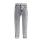 Brunello Cucinelli Gray Cotton Straight-Leg Jeans