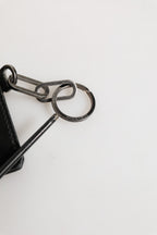 Dolce & Gabbana Black Leather Logo Embossed Key Chain Card Holder Wallet