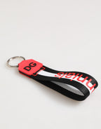Dolce & Gabbana Red White DG Logo Polyester Brass Holder Keychain Keyring