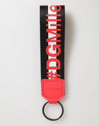 Dolce & Gabbana Red White DG Logo Polyester Brass Holder Keychain Keyring