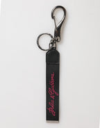 Dolce & Gabbana Black Burgundy Polyester DG Logo Men Keychain Keyring