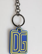 Dolce & Gabbana Blue Yellow DG Rubber Logo Silver Men Keychain Keyring