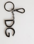 Dolce & Gabbana Silver Brass DG Logo Metal Keychain Holder Men Keyring