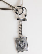 Dolce & Gabbana Silver Tone Metal Chain DG Logo Pendant Men Necklace