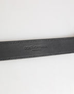 Dolce & Gabbana Silver Textured Leather Gold Tone Metal Neckband