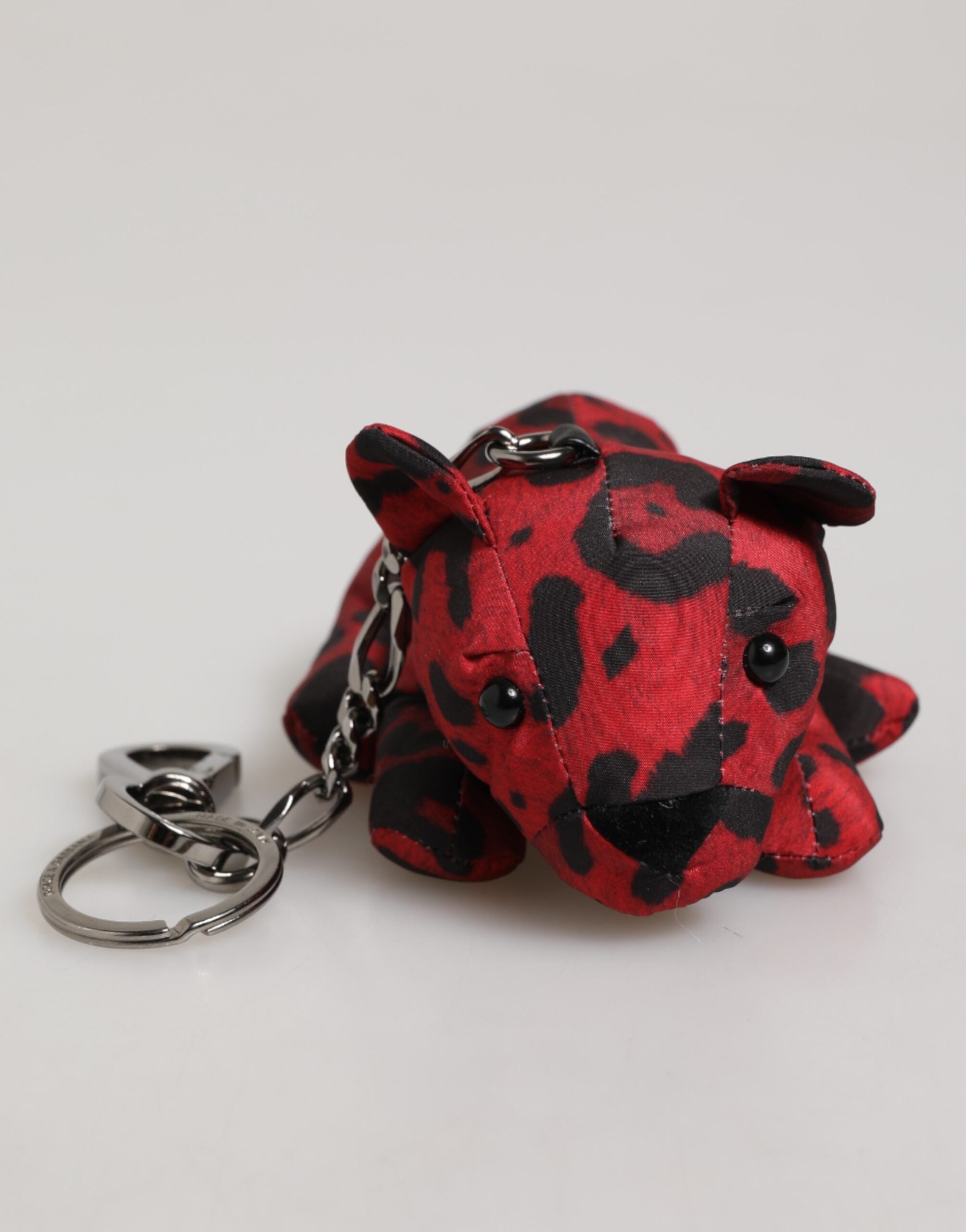 Dolce & Gabbana Red Black Polyester Animal Silhouette Keychain Keyring