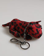 Dolce & Gabbana Red Black Polyester Animal Silhouette Keychain Keyring