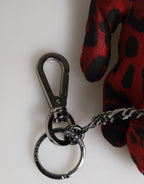Dolce & Gabbana Red Black Polyester Animal Silhouette Keychain Keyring