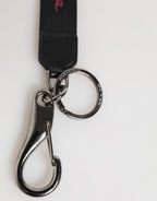Dolce & Gabbana Black Red Polyester DG Logo Silver Men Keychain Keyring