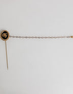 Dolce & Gabbana Lapel Pin DG Logo Gold Chain Mens Accessories Brooch