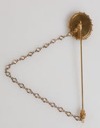 Dolce & Gabbana Lapel Pin DG Logo Gold Chain Mens Accessories Brooch
