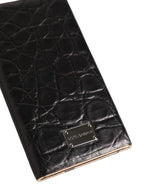 Dolce & Gabbana Black Leather Exotic Skin 3000mAh Power Bank Charger USB