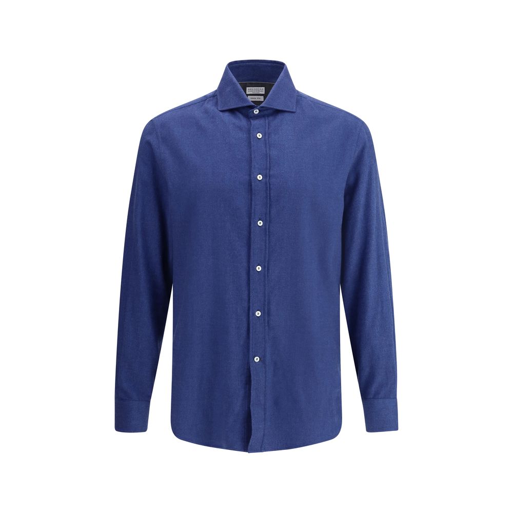 Brunello Cucinelli Blue Cotton Dress Shirt