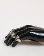 Dolce & Gabbana Silver Tone Brass Lettering Set 5 Pieces Adjustable Ring