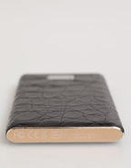 Dolce & Gabbana Black Leather Exotic 3000mAh Power Bank Charger USB
