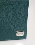 Dolce & Gabbana Green Leather DG Logo Engrave Men Bifold Card Holder Wallet