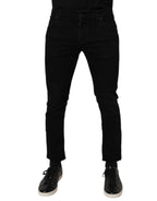 Dolce & Gabbana Black Cotton Skinny Jeans Men Trouser Pants