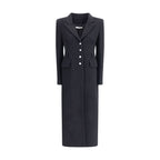 Alessandra Rich Black Fleece Wool Coat