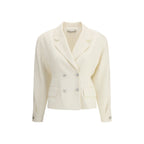 Alessandra Rich Cream Fleece Wool Blazer