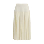 Alessandra Rich White Fleece Wool Midi Skirt