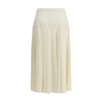 Alessandra Rich White Fleece Wool Midi Skirt