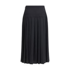 Alessandra Rich Black Fleece Wool Midi Skirt