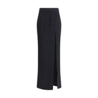Alessandra Rich Black Fleece Wool Long Skirt