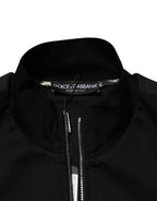 Dolce & Gabbana Black Cotton Logo Full Zip Men Bomber Jacket