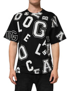 Dolce & Gabbana Black Cotton Letter Print Short Sleeve T-shirt