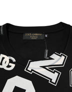 Dolce & Gabbana Black Cotton Letter Print Short Sleeve T-shirt