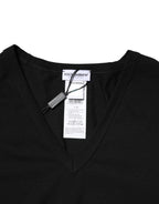 Dolce & Gabbana Black Cotton Slim Fit Men V-Neck Shirt T-shirt