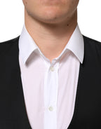 Dolce & Gabbana Black Wool Dress Formal Men Waistcoat Vest