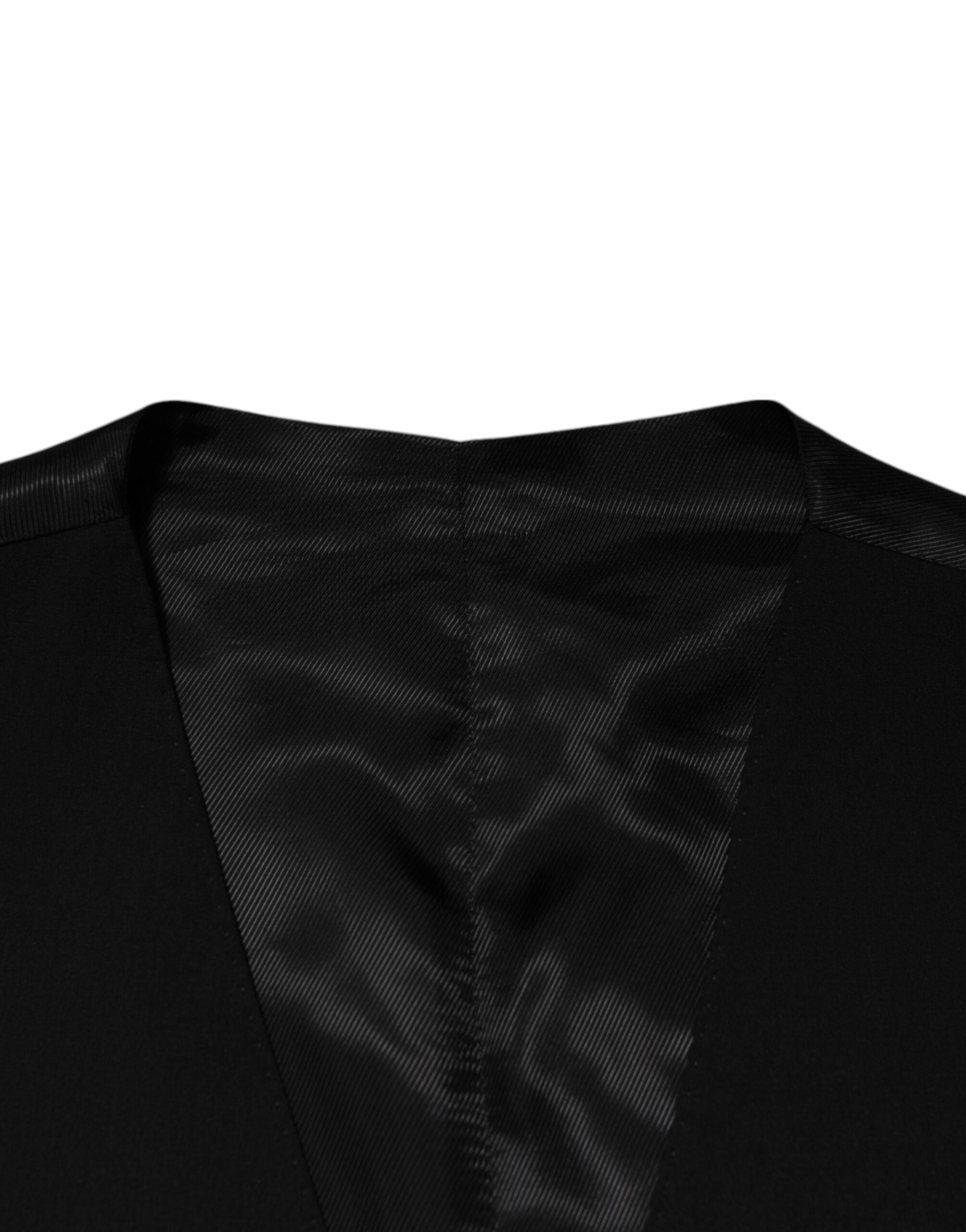 Dolce & Gabbana Black Wool Dress Formal Men Waistcoat Vest