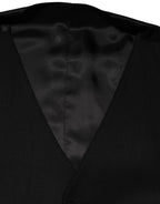 Dolce & Gabbana Black Wool Dress Formal Men Waistcoat Vest