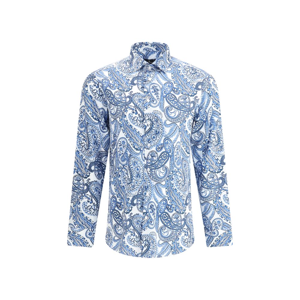 Etro Light Blue Cotton Pattern Shirt