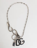 Dolce & Gabbana Silver DG Logo Key Holder Keychain Bag Charm Keyring