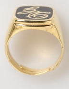 Dolce & Gabbana Gold Tone Enamel Brass Signet DG Logo Adjustable Ring