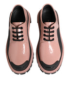 Dolce & Gabbana Light Powder Pink Black Leather Lace-Up Shoes