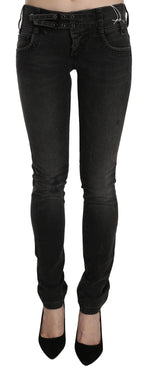 John Galliano Black Washed Low Waist Slim Fit Skinny Denim Pants Jeans