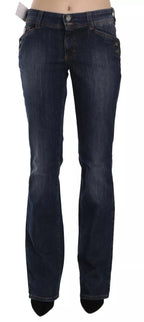 John Galliano Blue Washed Mid Waist Flared Denim Casual Pants Jeans