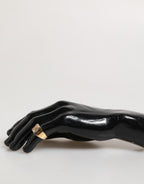 Dolce & Gabbana Gold Tone Brass Signet Square DG Logo Plaque Men Ring