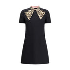 Valentino Black Fleece Wool Casual Dress
